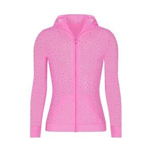 SKIMS NWT Mesh Rhinestone Swim Cover Up Zip Up